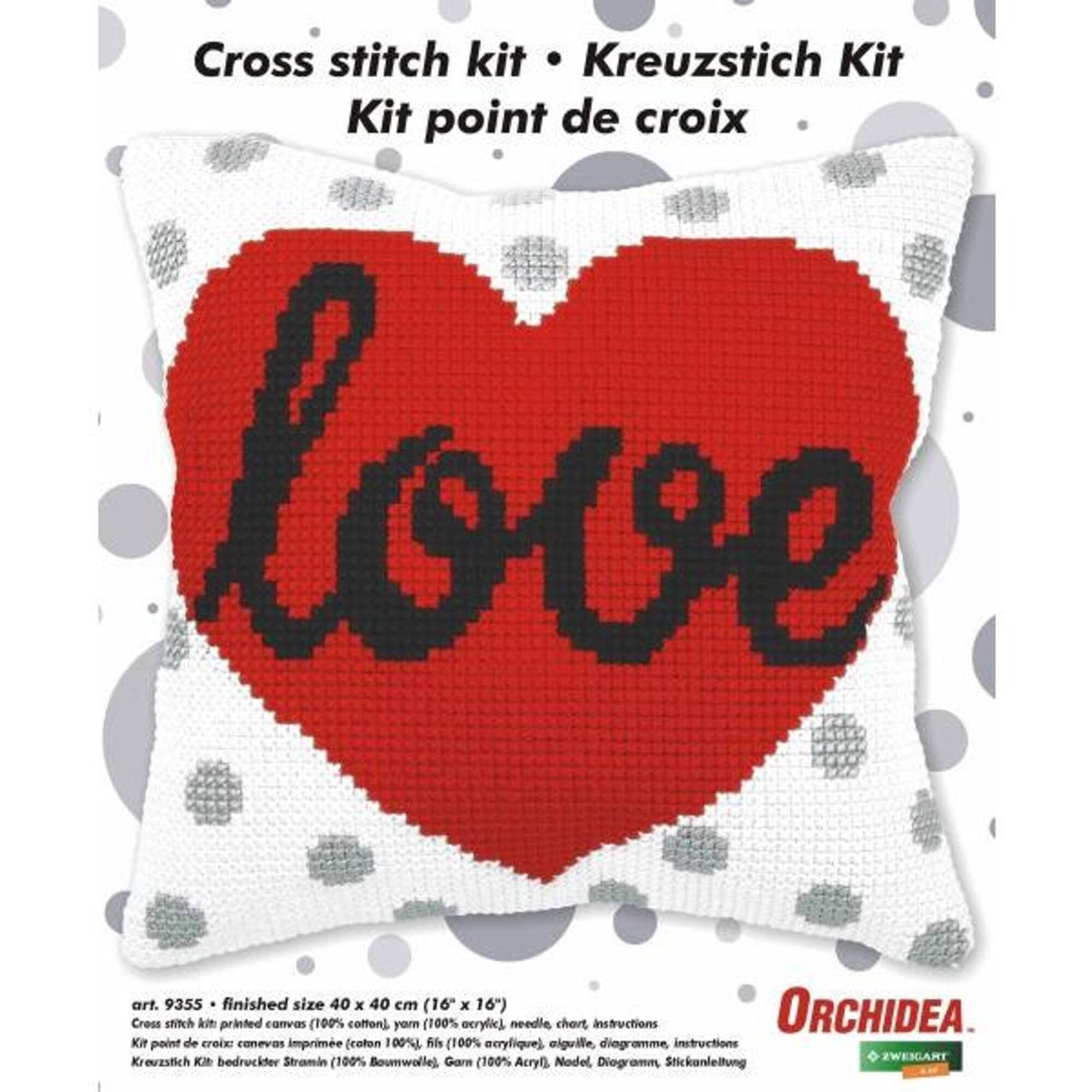 Orchidea Cushion Cross Stitch Kit Heart